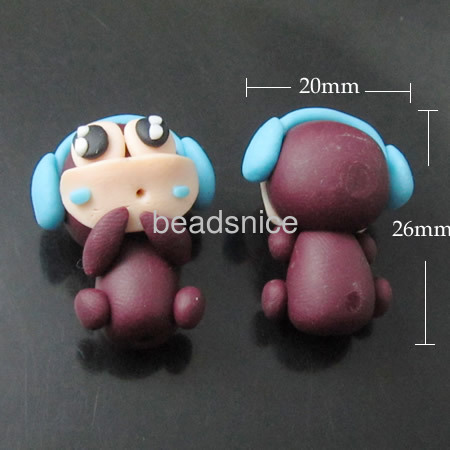 Cartoon polymer clay beads,--20X26mm polymer,animal,